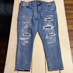 American Eagle Outfitters Woman’s Ripped Blue Skinny Jeans